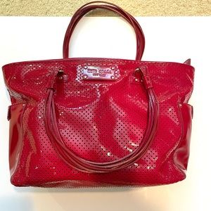 Kate Spade red vinyl large tote bag